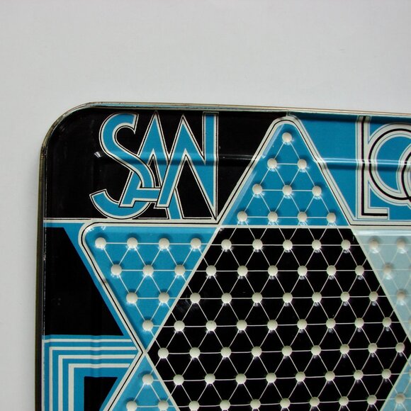 Vintage Chinese Checkers San Loo Metal 14x14 Game Board Blue Art Deco Style RARE - Picture 2 of 12